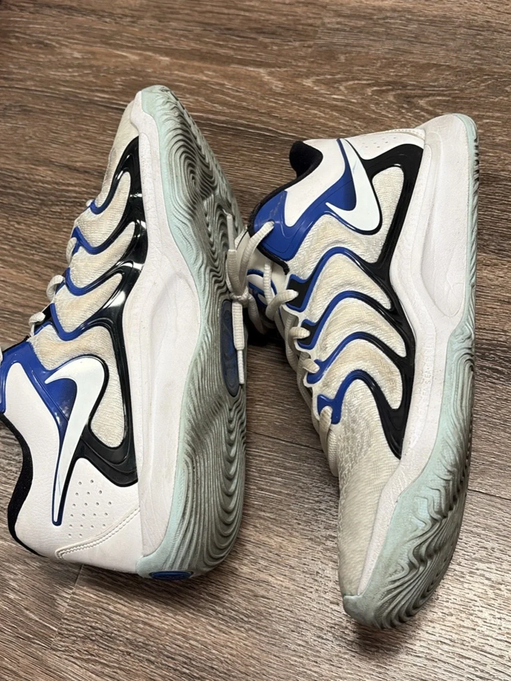 Nike KD 17 Penny White Black Blue Basketball Shoes FJ9487-100 Mens Size 10